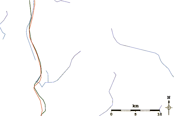 Roads and rivers around Atwell Peak