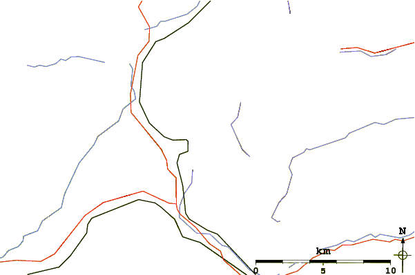 Roads and rivers around Beinn a' Chaisteil (Auch)