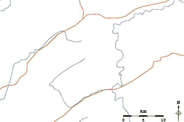 Roads and rivers around Blackjack Mountain (Oklahoma)