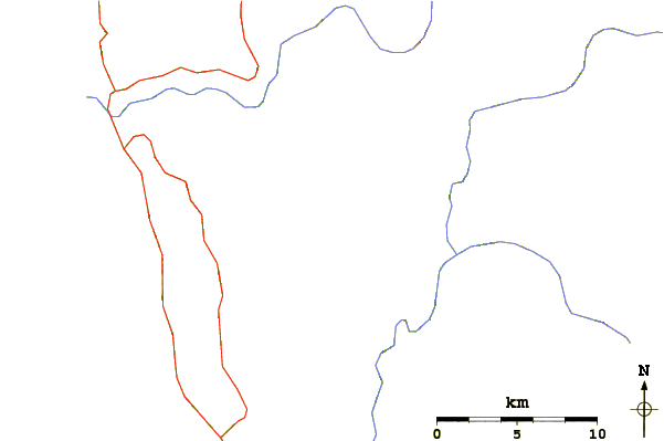 Roads and rivers around Bosley Butte