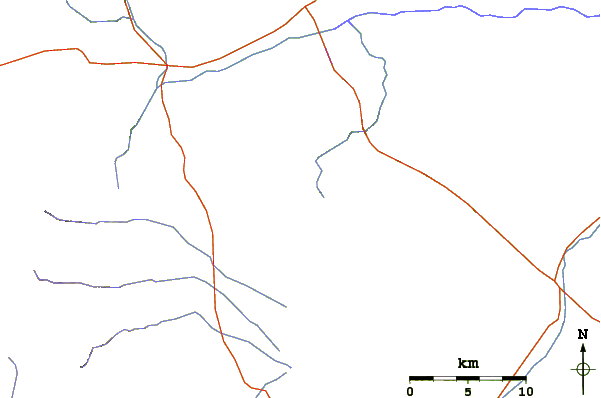 Roads and rivers around Cerro Yumia