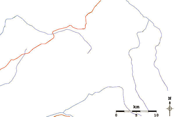 Roads and rivers around Folger Peak