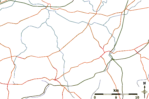 Roads and rivers around Ham Hill, Somerset