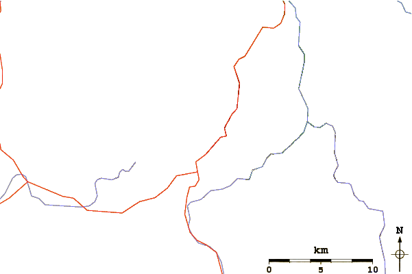 Roads and rivers around Hedges Peak