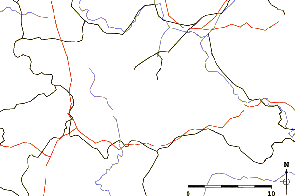 Roads and rivers around Hochwald (mountain)