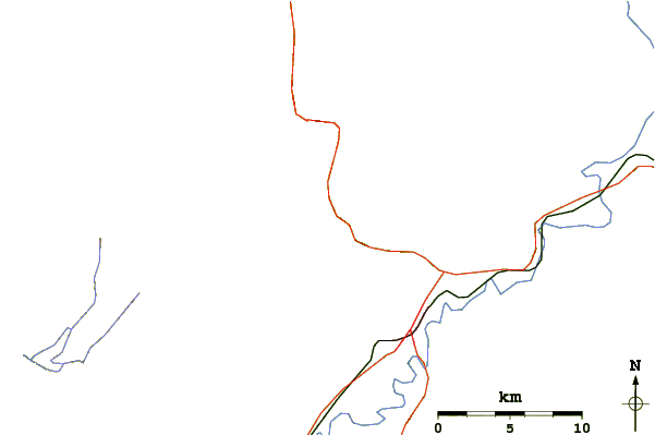 Roads and rivers around Looking Glass Rock