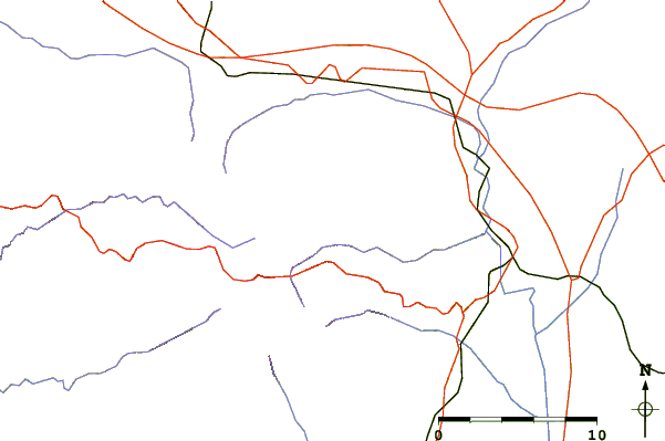 Roads and rivers around Mola dels Quatre Termes