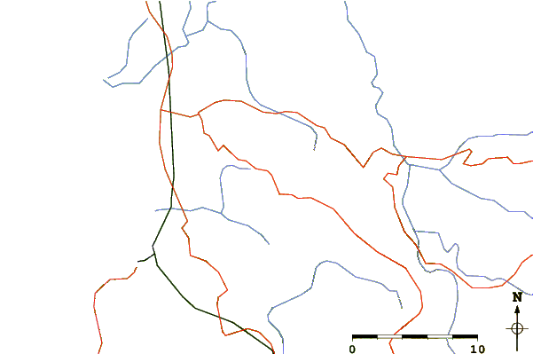 Roads and rivers around Monte Nero (Picentini)