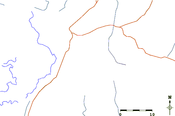 Roads and rivers around Mount Ayalu