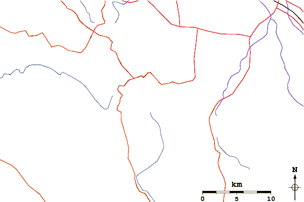 Roads and rivers around Mount Bielawski