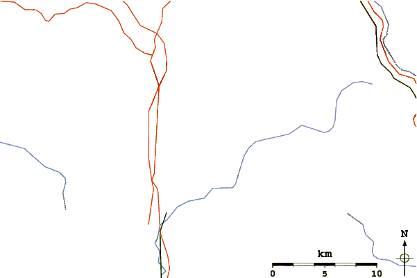 Roads and rivers around Mount Flume