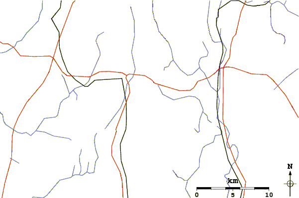 Roads and rivers around Mount Fray