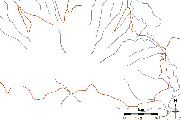 Roads and rivers around Mount Kitanglad