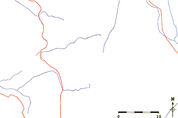 Roads and rivers around Mount Mills (California)