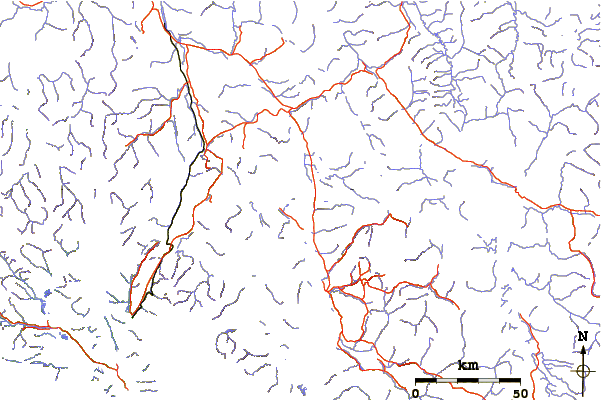 Roads and rivers around Mount Minto