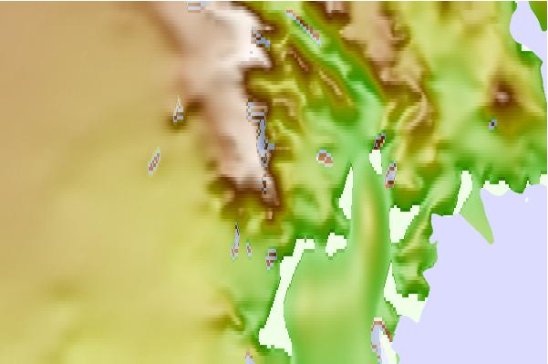 Surf breaks located close to Mount Nansen (Antarctica)