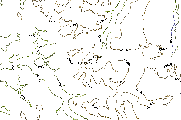 Mountain peaks around Mount Pelion West