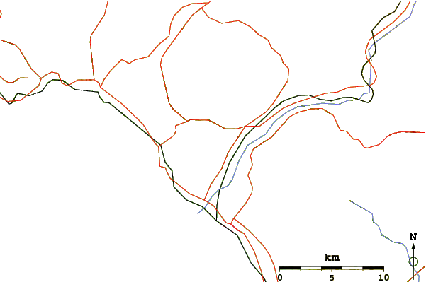 Roads and rivers around Mount Usu