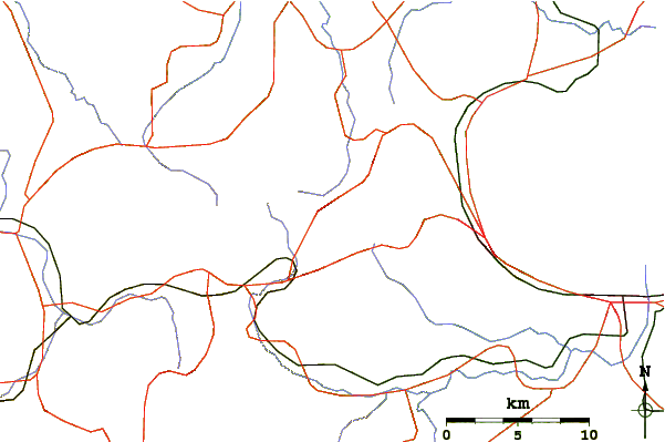 Roads and rivers around Mount Yufu