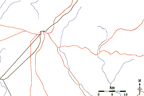 Roads and rivers around Muela del Diablo