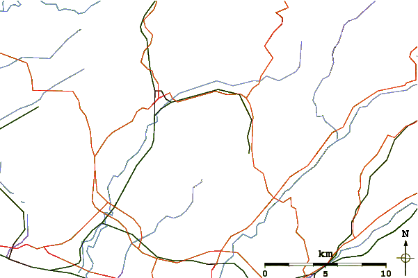 Roads and rivers around Mynydd y Gwair