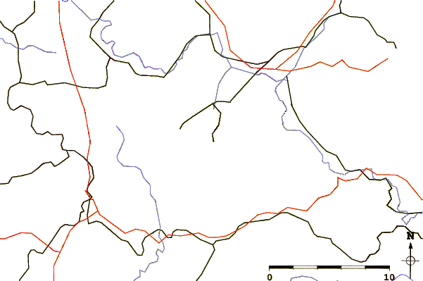 Roads and rivers around Oybin (hill)