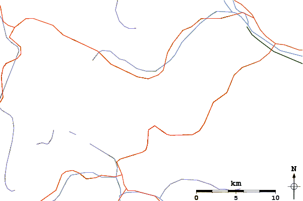 Roads and rivers around Piz Lad (Val Müstair)