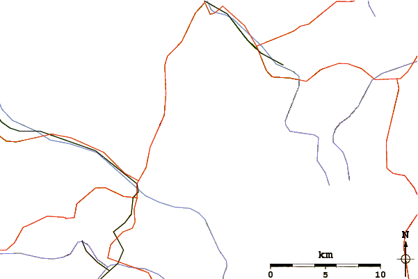Roads and rivers around Rotbüelspitz