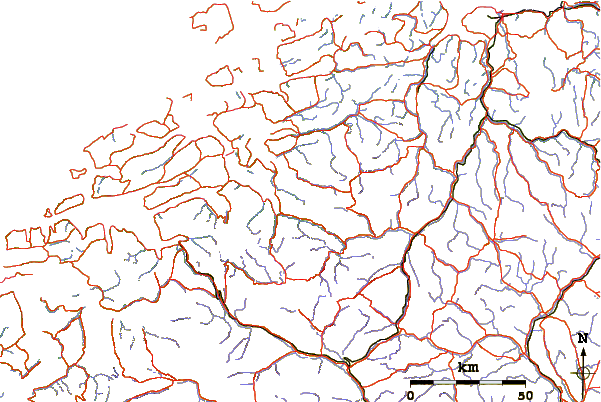 Roads and rivers around Skarfjellet