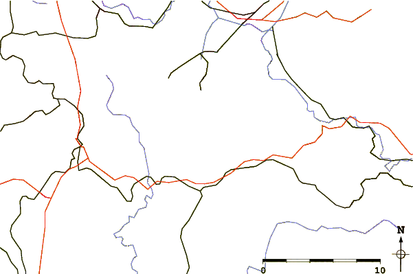 Roads and rivers around Sokol (Lusatian Mountains)