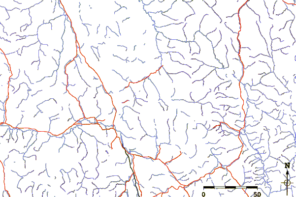 Roads and rivers around Teslin Mountain