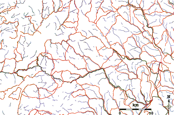 Roads and rivers around Totten (mountain)