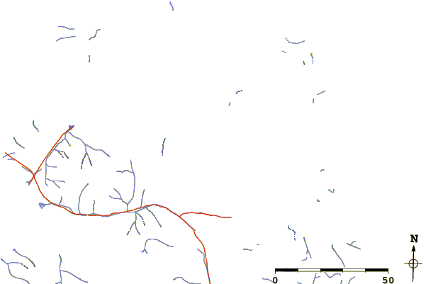 Roads and rivers around Uummannaq (mountain)