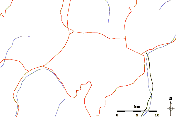 Roads and rivers around Vermilion Peak