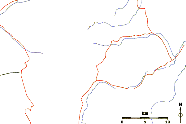 Roads and rivers around Mount Vettore