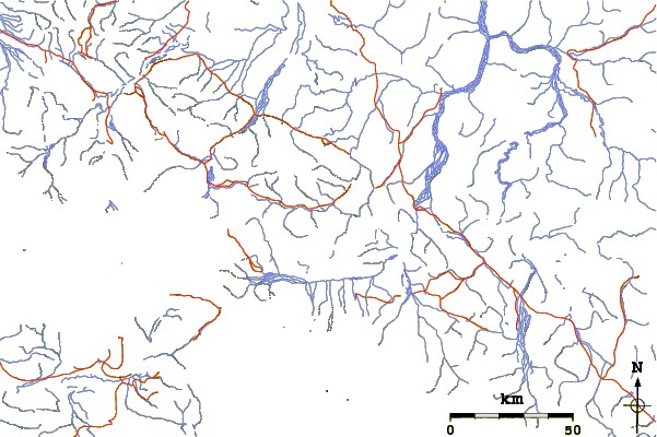 Roads and rivers around Wiki Peak