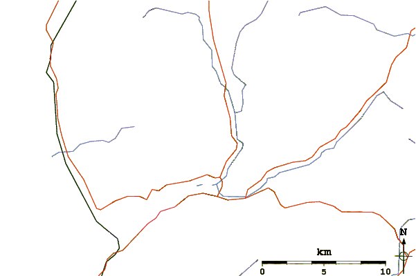 Roads and rivers around Y Garn (Rhinogydd)
