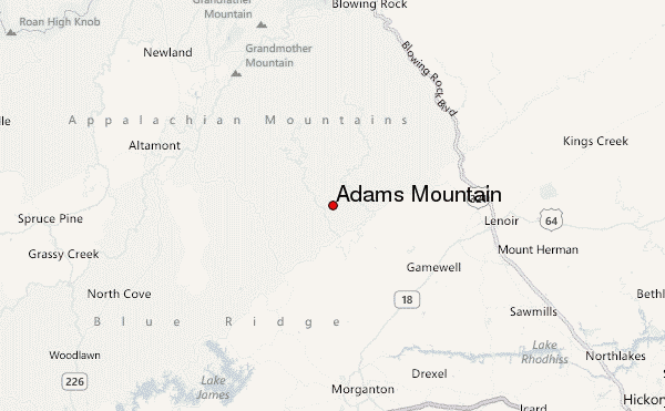Adams Mountain Location Map