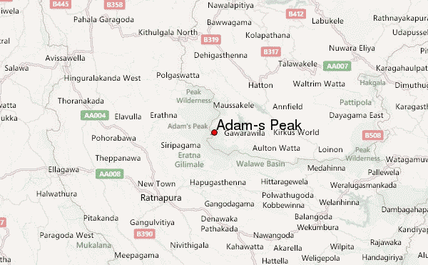 Adam's Peak Location Map