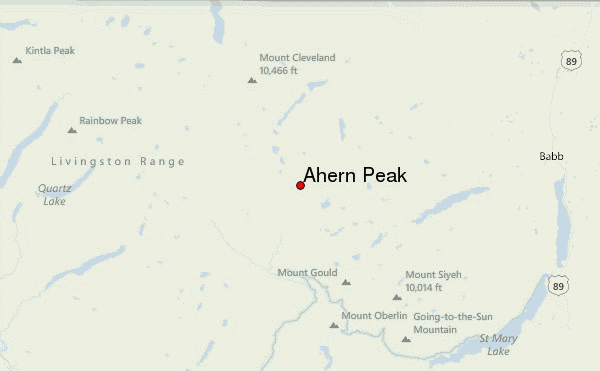 Ahern Peak Location Map
