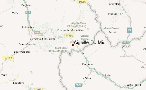 Aiguille Du Midi Location Map