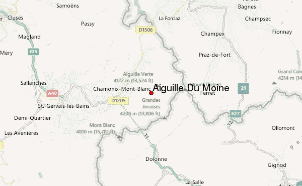 Aiguille Du Moine Location Map