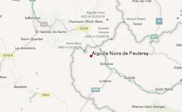 Aiguille Noire de Peuterey Location Map