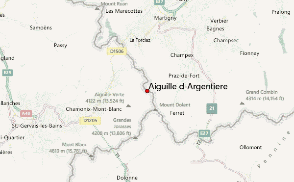 Aiguille d'Argentière Location Map
