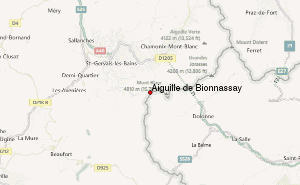 Aiguille de Bionnassay Location Map