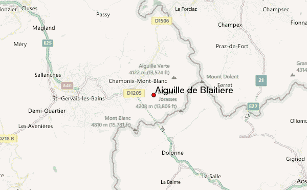 Aiguille de Blaitière Location Map