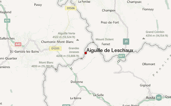 Aiguille de Leschaux Location Map