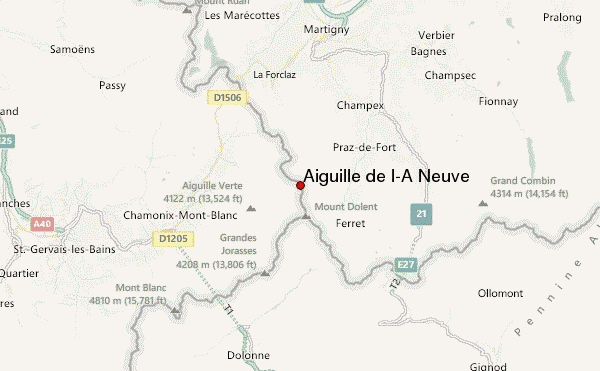 Aiguille de l'A Neuve Location Map