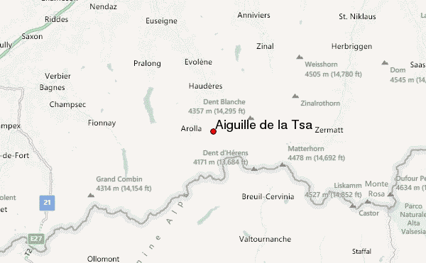 Aiguille de la Tsa Location Map