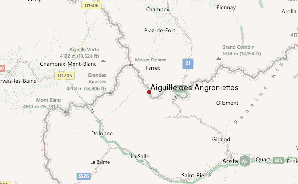 Aiguille des Angroniettes Location Map